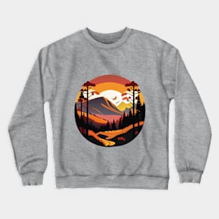 Enchanting Forest Sunset: A Breathtaking Painting of Nature's Splendor Crewneck Sweatshirt